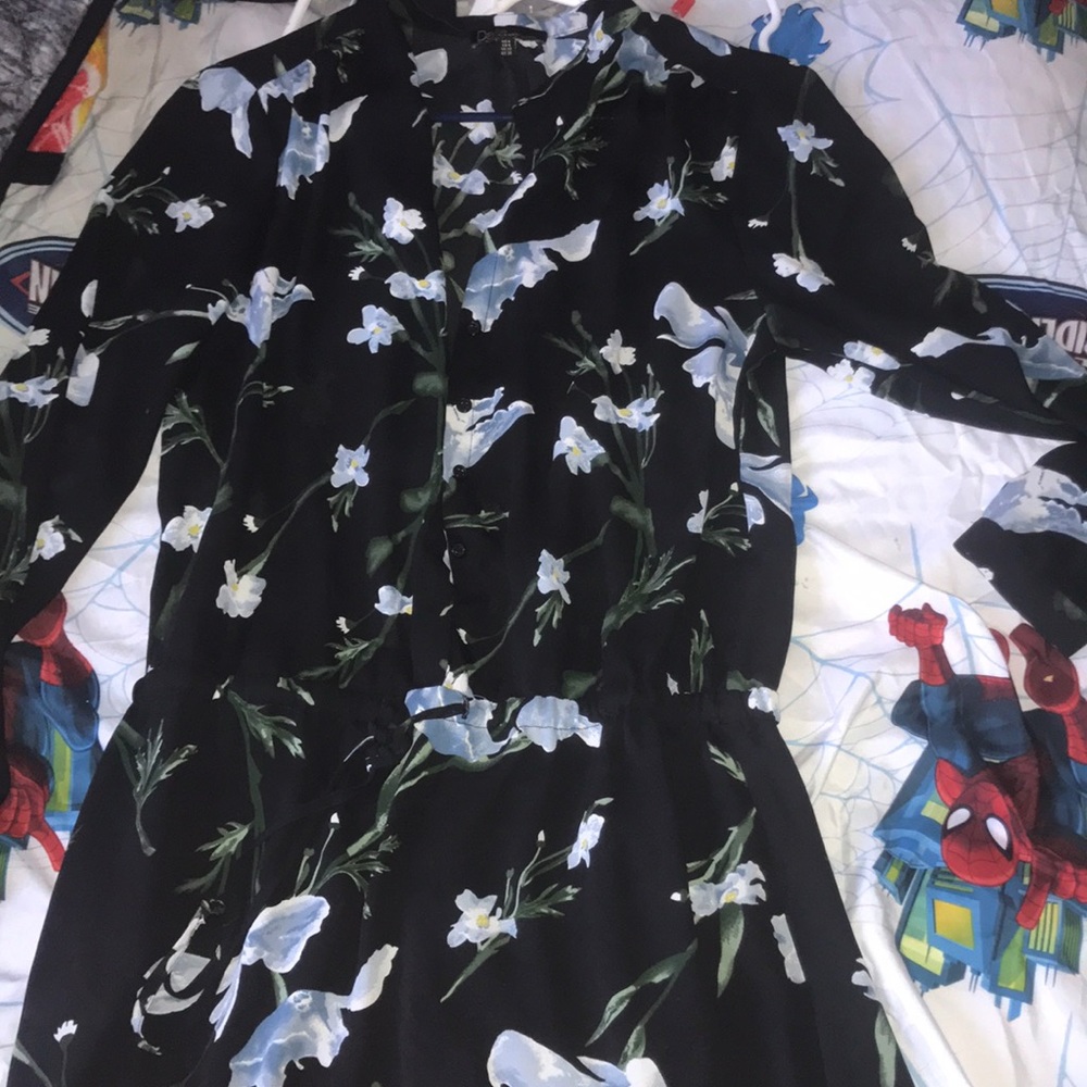 Black and blue flower dress